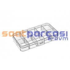 Hipaş 607 & H607 Plastik 10 Bölmeli Şeffaf Organizer Mini Saat Parça Kutusu (69x132x25mm)