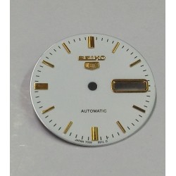1. Kalite Seiko 5 Otomatik Kol Saati Kadranı - Altın Sarı Çizgili Beyaz Kadran (Seiko 5 7009 Kadran & Seiko 5 7S26 Kadran)