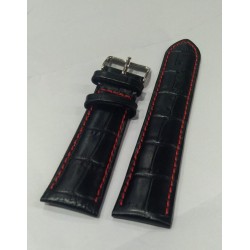 1. Kalite Muadil Casio Edifice EFR-102 & EFR-101 & EFR-103 22mm Siyah Deri Kırmızı Dikişli Yüksek Kaliteli Kayış Kordon
