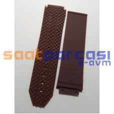 1. Kalite Hublot Big Bang 24mm 18mm 22mm Baklava Desenli Kahverengi Silikon Vidalı Kayış Kordon (A+ Kalite)