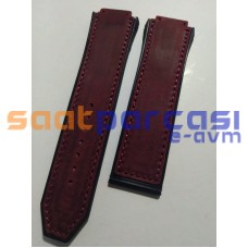 1. Kalite Hublot Big Bang 25mm 17mm 22mm Bordo Süet Deri Altı Silikon Vidalı Kayış Kordon (A+ Kalite)