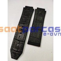 1. Kalite Hublot Big Bang 25mm 19mm 22mm Siyah Kroko Desenli Damarlı Deri Altı Silikon Vidalı Kayış Kordon (A+ Kalite)