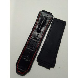 1. Kalite Hublot King Power F1 28mm 19mm 24mm Geniş (Büyük) Kasa Siyah Damarlı Kırmızı Dikişli Deri Altı Silikon Vidalı Kayış Kordon (A+ Kalite)