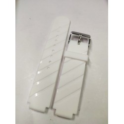 Lacoste 14mm 20mm Uyumlu Muadil Beyaz Çizgili Silikon Plastik Kayış Kordon