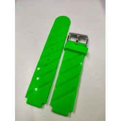 Lacoste 14mm 20mm Uyumlu Muadil Neon Yeşil Çizgili Silikon Plastik Kayış Kordon