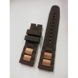 1. Kalite 24mm Kahverengi Rose (Bakır) Çelik Plaket Metalli Etli (Kalın) Silikon Kordon Kayış (22mm Toka)