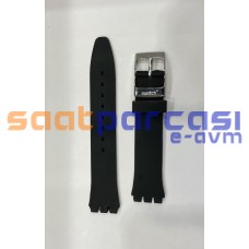 1. Kalite Muadil 17mm Swatch Siyah Silikon Plastik Kayış Kordon (Çelik Tokalı)
