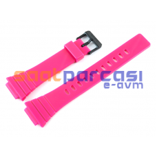 Orijinal Casio W-215H-4 Parlak Pembe Silikon Plastik Kayış Kordon