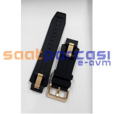 Orijinal Quantum HNG535.851 & HNG535 Rose Gold (Bakır Rengi) Metalli Siyah Özel Silikon Kayış Kordon